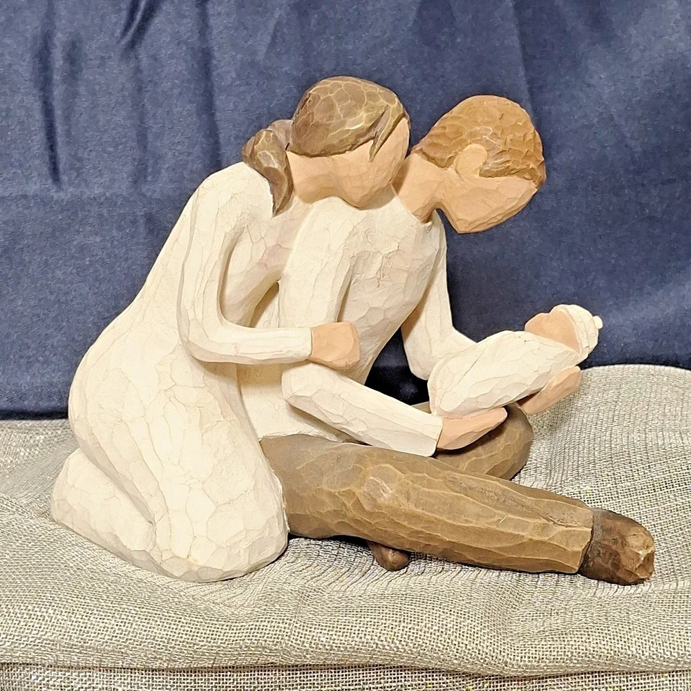 Willow Tree New Life Figurine Father Mother Newborn Baby Folk Art Shower Gift
